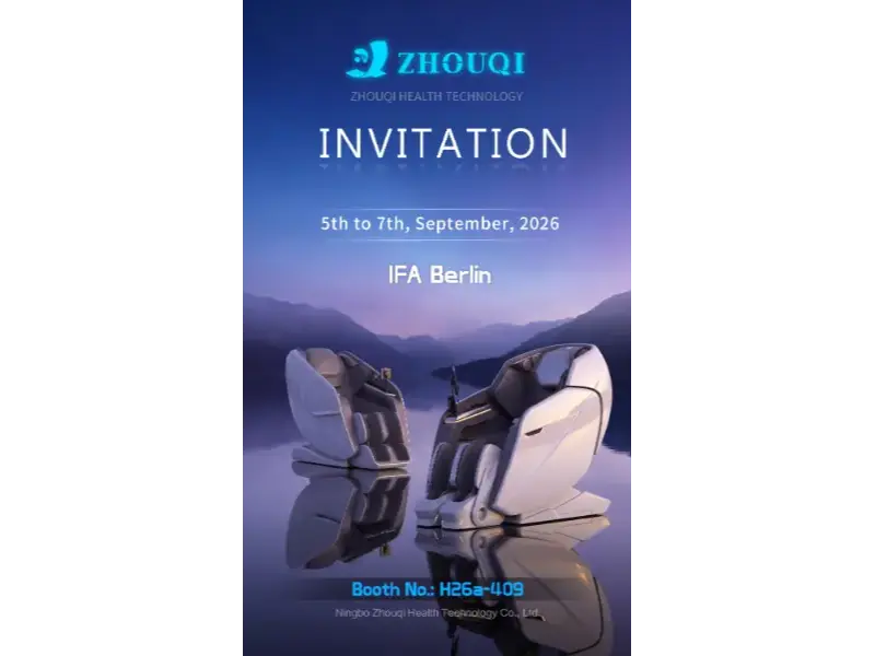 Ningbo Zhouqi Health Technology, IFA 베를린 2026에서 지능형 마사지 의자 선보일 예정